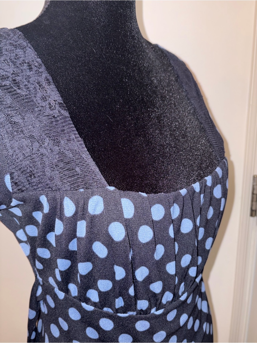 INC International Concepts Black Top with Light Blue Polka Dots and Square Neck - Picture 11 of 12